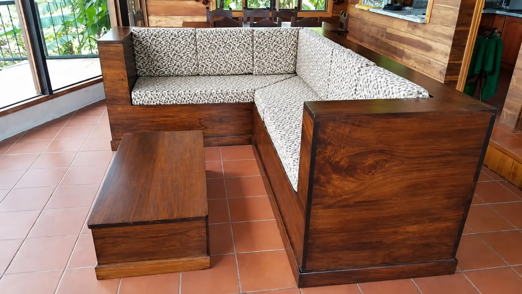 Custom wood sectional furniture built for a room